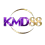 โลโก้ KMD88 บนพื้นโปร่งใส เป็นตัวอักษรละติน KMD สีม่วงเข้มขัดเงาแบบสามมิติที่ขอบตัวอักษรเป็นทอง ต่อด้วยเลข 88 สีทองเมทัลลิกวาว และมีวงแหวนทองเส้นบางขาดช่วงล้อมอยู่ด้านหลังตัวอักษรทั้งหมด